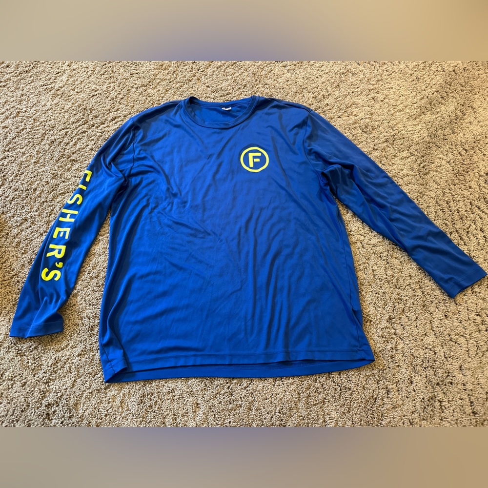 Sport-Tek Blue Long Sleeve Tee with Yellow Accents Fishers